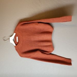 Elodie Knit Crop Sweater Large Rust